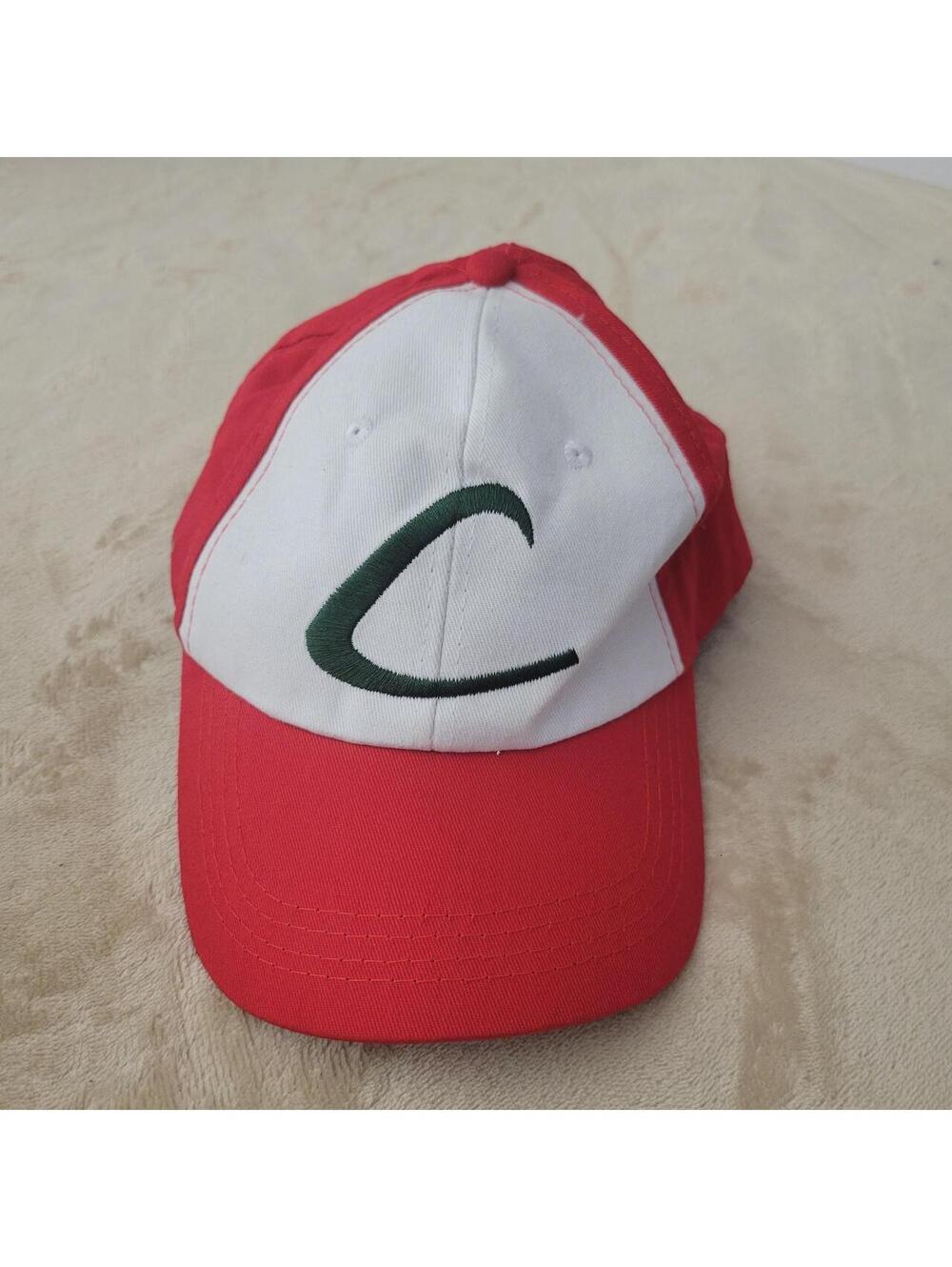 Y2K Pokémon Ash Ketchum Style Red & White Embroidered Cap